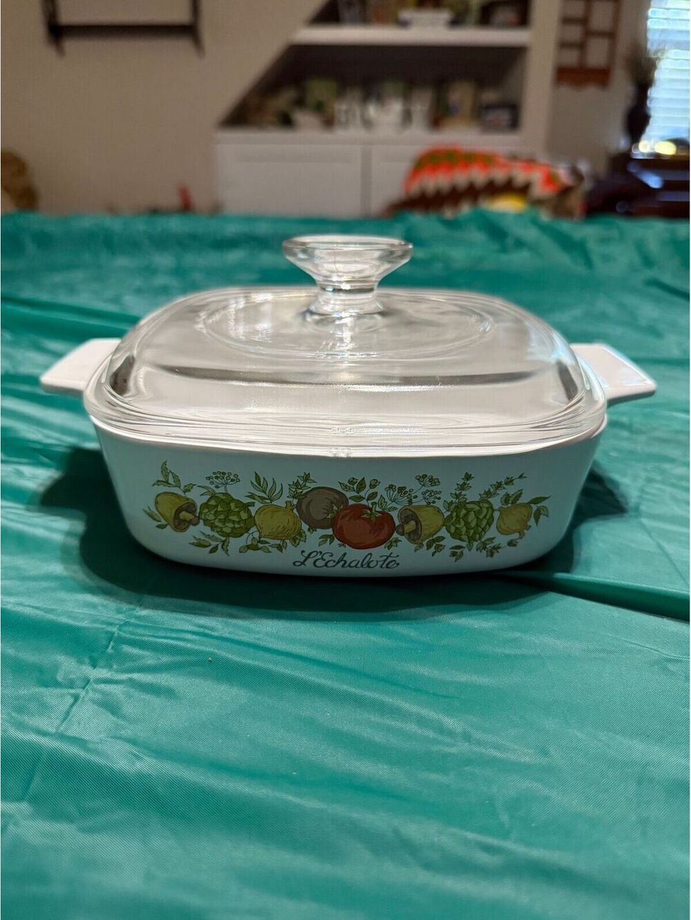 Corning Ware Spice of Life L'Echalote A-1-B -7" Sq 1Qt Casserole w Pyrex Lid